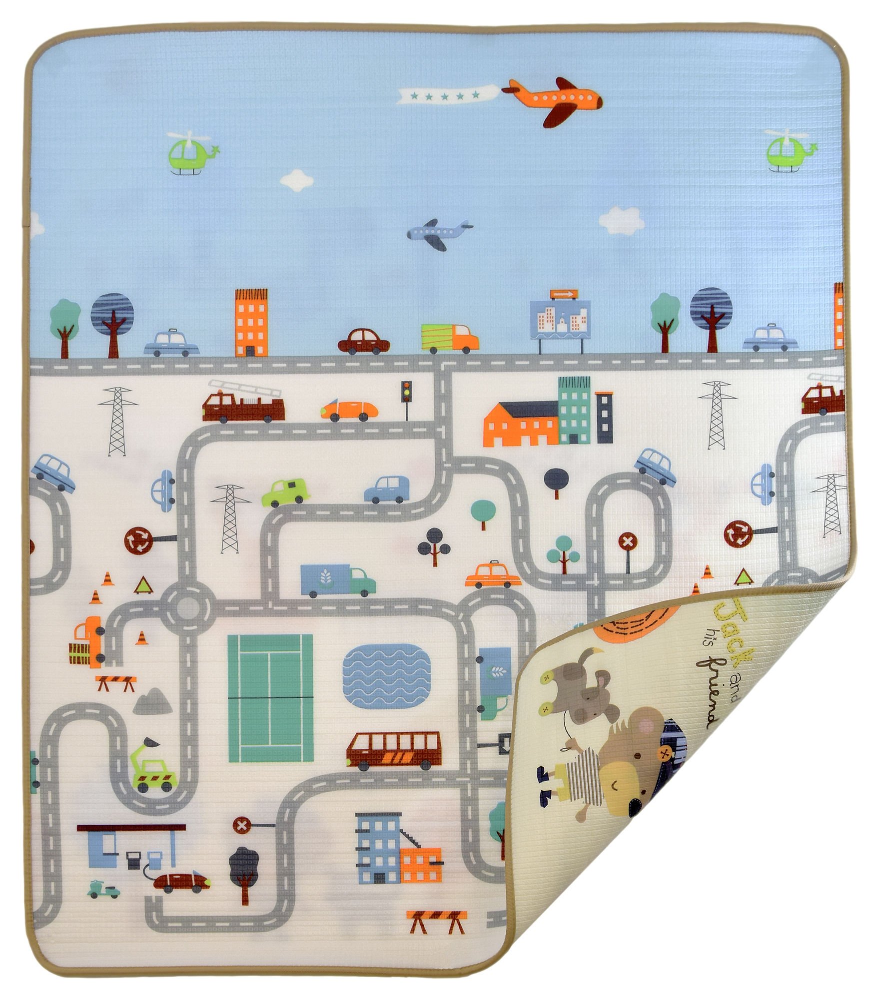 Skladacia podložka ulica zvieratká pastel 120x180 cm
