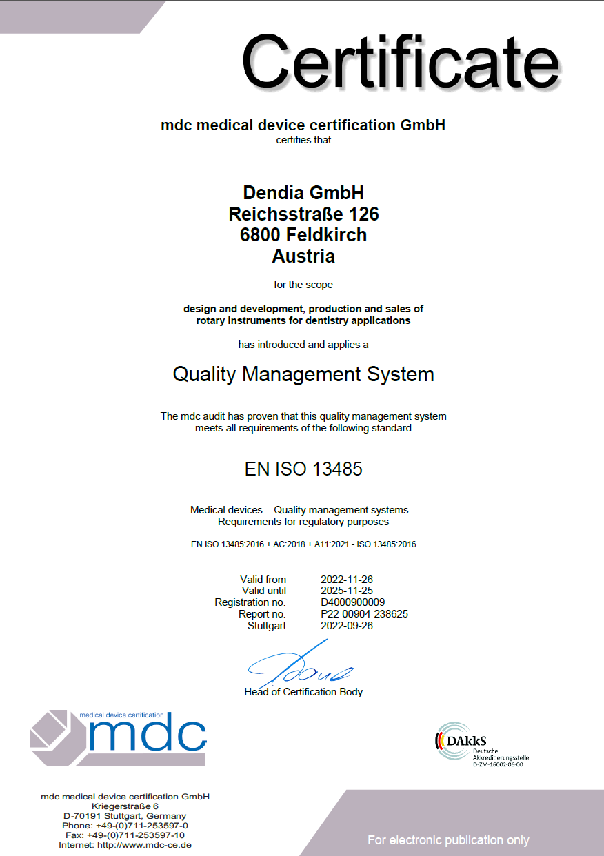 Certificate ISO13485 2022