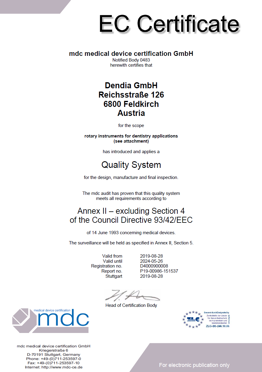 Certificate 93 42 2019