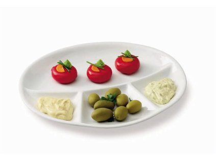 Porcelánová oválna misa delená Fondue 28x24cm