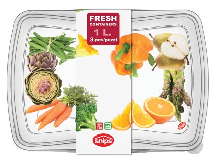 Set 3 Fresh nádoby na potraviny obdĺžnik 1 l