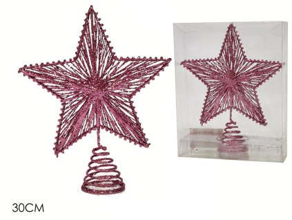 Špic na stromček ružová hviezda 25 cm