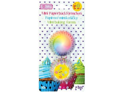 Papierové košíčky na pralinky 50 ks, mix 25kvietky+25dúha,Ø3-4,5xh2 cm, do 220°C