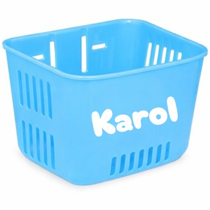 Košík na odrážadlo s menom - tyrkysový