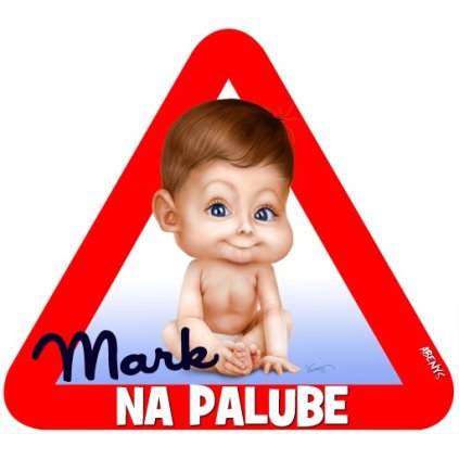 samolepka na auto s vlastnim textem cerveny trojuhelnik postavicka mark 1223574