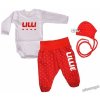 baby set - bodkovaný červený - s menom (Veľkosť 68)