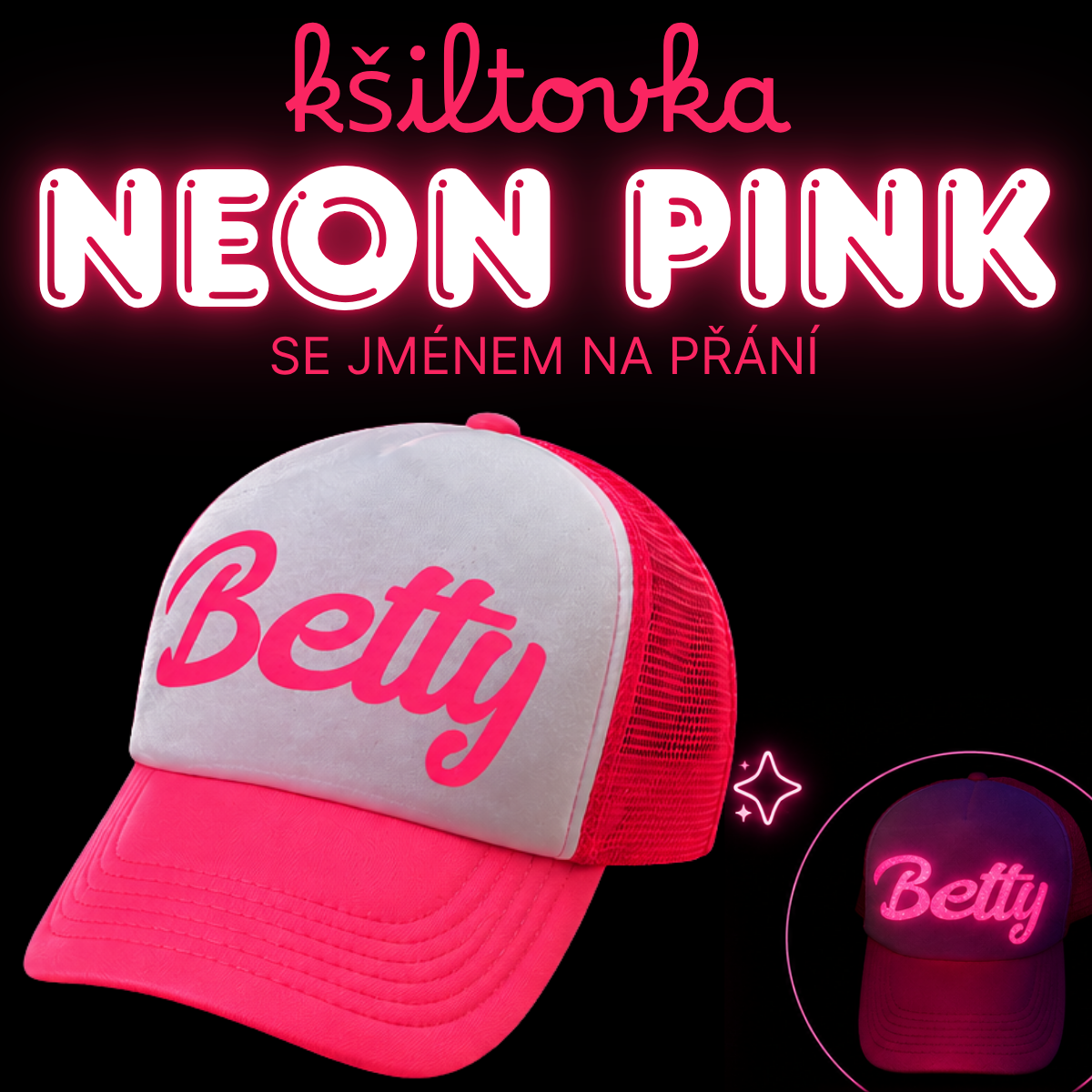 kšiltovka neon pink