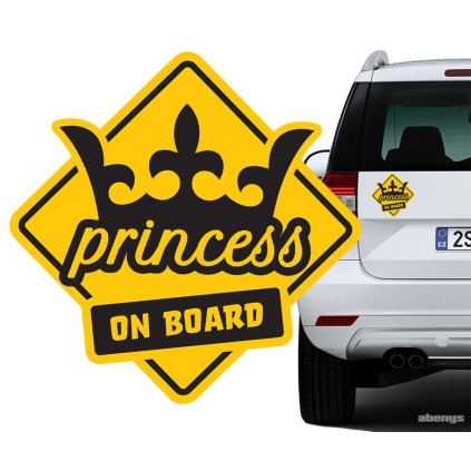 samolepka na auto zlty stvorec princess on board 1251816