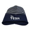 Detská čiapka DUO STRIPE s menom (Veľkosť 4–6 rokov, Farba modrá tmavá)