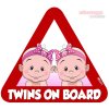 nálepka na auto - TWINS ON BOARD (Typ dievča + dievča)