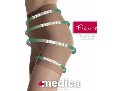 Tvarujúce pančuchové nohavice Total-Slim 20 Den. Zoštihľujúce pančuchové nohavice korigujúce bruško, zadok, boky a stehná. Bez zosilnenej špičky, vhodné do sandálok. Pančuchy formujúce postavu, vhodné pod tvarujúce oblečenie.