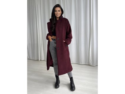Dámsky bordo teddy kabát