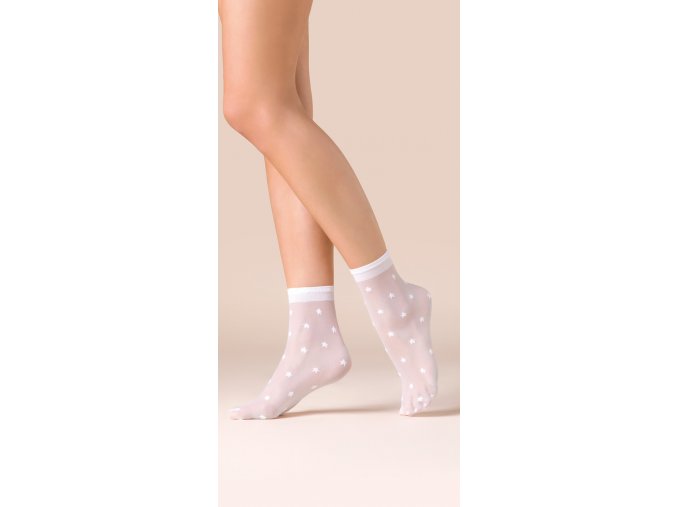 Dámske ponožky STARS 20 den, tenké, vzorované, priehľadné, pravidelný vzor hviezdičky, exkluzívne, priestvitné, z vlákien elastan, vo farbe: nero, beige, ecri,bianco