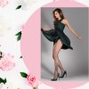 Čierne pančuchy so vzorom na kotníku Jasmine 20 DEN,vzorované, priehľadné, tenšie, kvetinovým vzorom na lýtku, 85% polyamid, 15% elastan