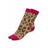 Dámske ponožky Pretty wildp 100 den,  fuchsiovo hnedá farba, Leopardí hnedý vzor,  veľmi jemné, príjemné, elastické