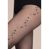 Dámske vzorované pančuchové nohavice Rikki 06, 20 Den,  priehľadné, tenšie, vzorované, vo farbe: nero (čierna), s čiernym vzorom po stranách - jemné hviezdičky, bez zosilneného sedu, bez zosilnenej špičky