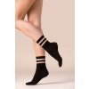 Dámske ponožky Cami , nepriehľadné, vzorované, nero (čierna) , bianco (biela) , ukončené výraznými pásikmi vo farbe ponožky a telovej farbe