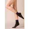 Dámske ponožky Gabriella LIA 30 den, s výrazným vzorom tenkých zvislých prúžkov, Široké, ozdobné rebrovanie v tmavomodrej farbe, Chýbajúca výrazná časť päty a špičky, ponožky Lia sú vyrobené z elastickej látky v 3D technológii, univerzálnej veľkosti - one size, vo farbe: nero (čierna), 97% polyamid, 3% elastan