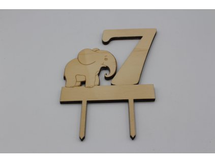 Zápich do dortu - 7 se slonem