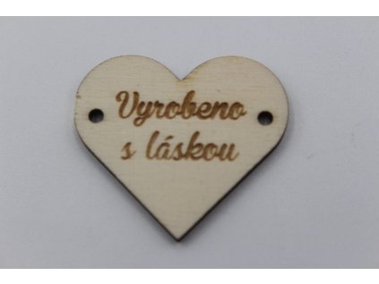 Štítek srdce - Vyrobeno s láskou