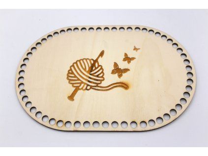 Dno ovál 30x20cm - gravírované klubíčko