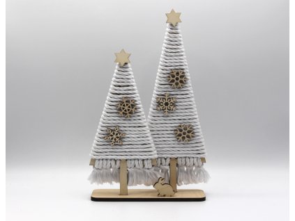 2 stromky - macramé (Barva růžová se stříbrnou)