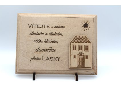 Dekorace na zeď/na postavení - Vítejte u nás v domečku