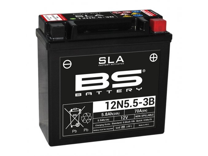 Motocyklová baterie BS-BATTERY 12N5.5-3B