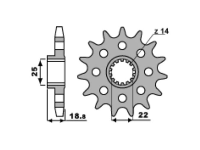 PBR 2254-15 řetězové kolečko přední 15 zubů