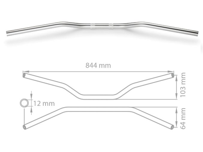 Spiegler sportbike 0330 řidítka Ø22 mm (844mm) duralová