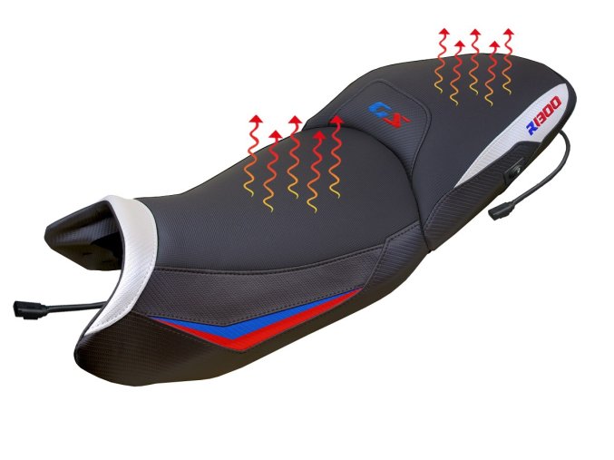 Kompletní vyhřívané sedlo BMW R 1300 GS 2023-2025 Dorfen Comfort System - zvýšené (potah sedla s logem WRB (white-red-blue))