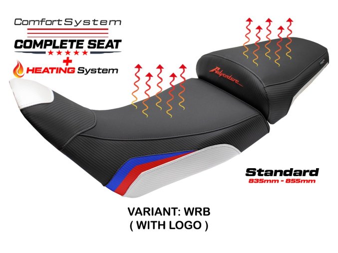 Kompletní vyhřívané sedlo Honda Africa Twin/ADV Sport 1100 20-25 Asmara Comfort standard (potah sedla s logem WRB (white-red-blue))