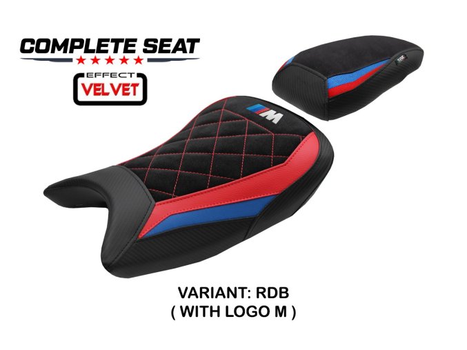 Kompletní sedlo BMW S 1000 RR 19-25 Varel Velvet (potah sedla M-SPORT RDB (red-blue))