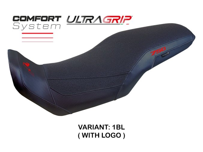 Potah sedla Honda Transalp 750 (23-25) model Malmo Ultragrip Comfort (potah sedla s logem 1BL (black))