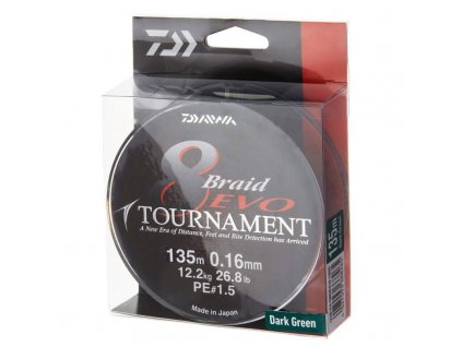 Daiwa Tournament 8 Braid Evo -tmavě zelená - 135 m. 0,18 mm