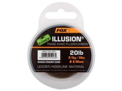 FOX Edges Illusion Flurocarbon Leader 50m 0,40mm 20lb Trsans Khaki