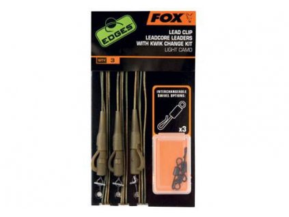 FOX Edges Dark Camo Lead Core Lead Clip Rigs x 3 Kit inc Kwik Change Kit