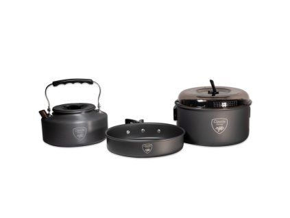 GIANTS FISHING Sada nádobí s konvičkou 3 Piece Pan & Kettle Set