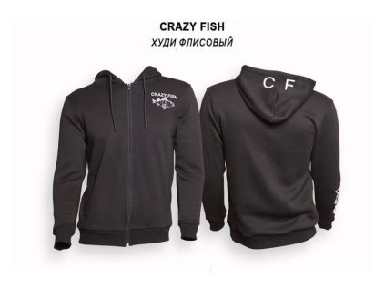 11077 fleece oodie crazy fish cotton black m mik cf m