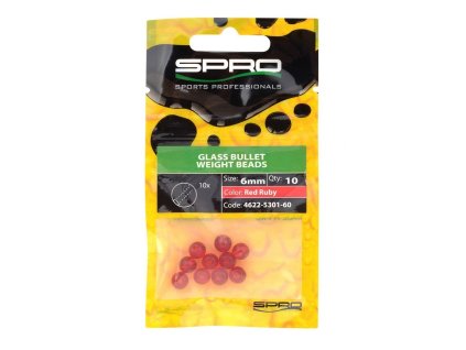SPRO Glass Bullet Weight Beads 6mm Red Ruby