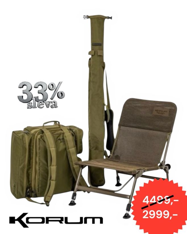 KORUM Progress Roving Kit křeslo + batoh + pouzdro teď za -33 %. Praktický set pro rybáře, co chtějí pohodlí i pořádek u...