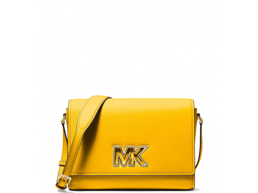 Michael Kors Mimi Medium Leather Messenger Bag Black333