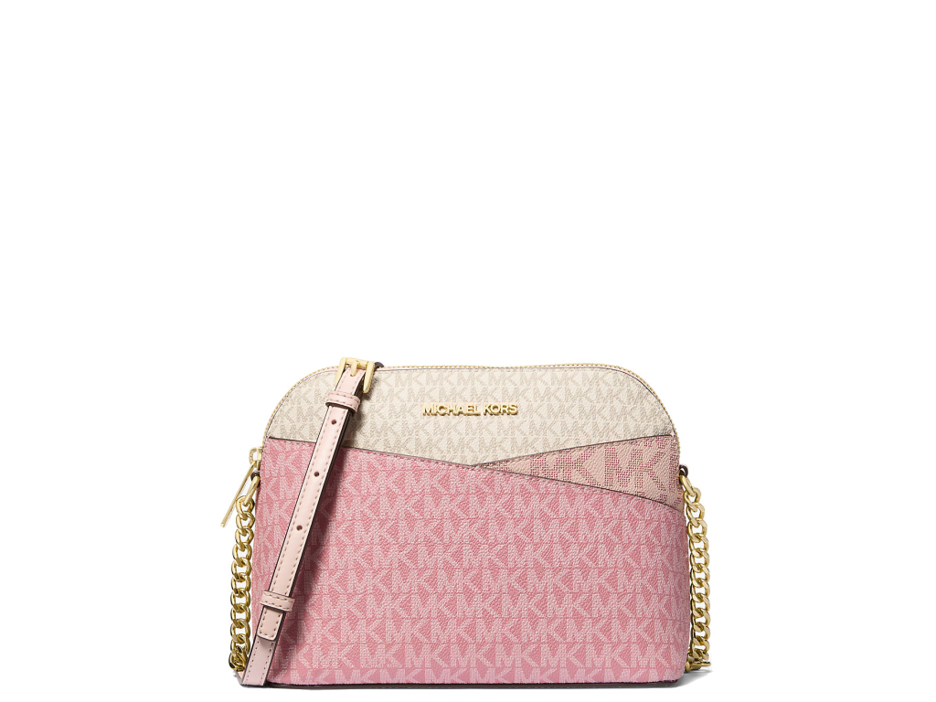 Michael Kors Jet Set Travel Medium Color Block Signature Logo Crossbody Bag Powder Blush Multi2