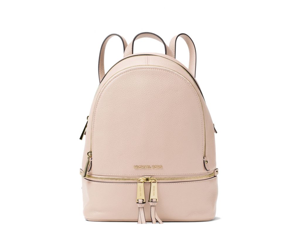 Rhea Medium Pebble Leather Backpack Soft Pink