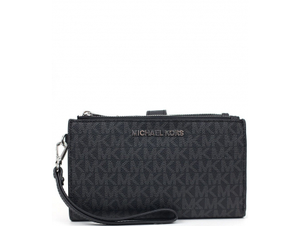 Michael Kors Jet Set Travel Double Zip Wristlet Black Silver