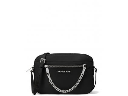 Michael Kors Jet Set Large Saffiano Leather Crossbody Bag Black Silvera