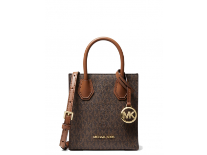 Michael Kors Kabelka Mercer Extra Small Logo and Leather Crossbody Bag Brownaa