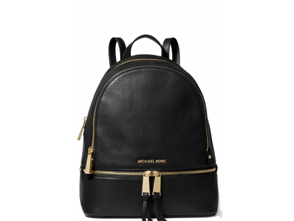 Michael Kors Abbey Medium Pebbled Leather Backpack Black Gold