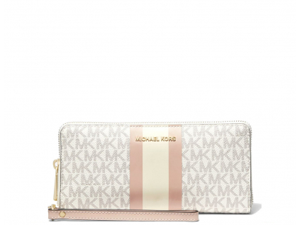 Michael Kors Logo Stripe Continental Wristlet Vanilla Soft Pink46