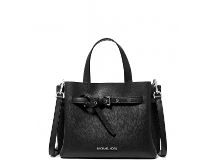 Michael Kors Kabelka Emilia Small Pebbled Leather Satchel Black Silvera2